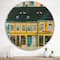 Designart - Yellow Facade of Houses In Street In Paris - French Country Metal Circle Wall Art